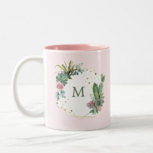 Tasse 2 Couleurs Rougissent le cactus géométrique avec le