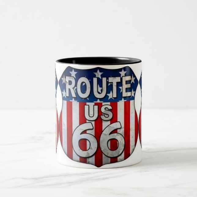 TASSE 2 COULEURS ***ROUTE 66 MUG*** AUTOROUTE LÉGENDAIRE (Centre)