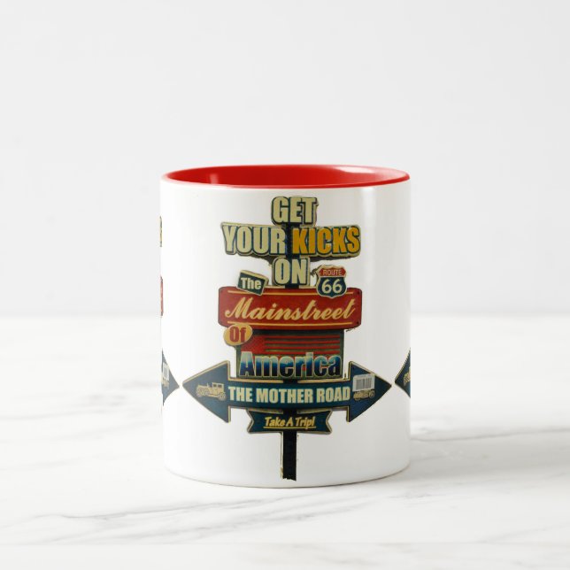 TASSE 2 COULEURS ***ROUTE 66 MUG*** AUTOROUTE LÉGENDAIRE (Centre)