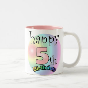 Tasse 2 Couleurs Roze Joyeux 5e anniversaire