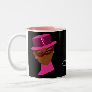 Tasse 2 Couleurs Ruban de sensibilisation au cancer du sein rose