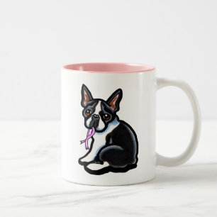 Tasse 2 Couleurs Ruban rose Boston Terrier