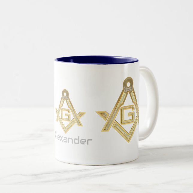 Tasse 2 Couleurs Ruée d'or masonique (Devant droit)