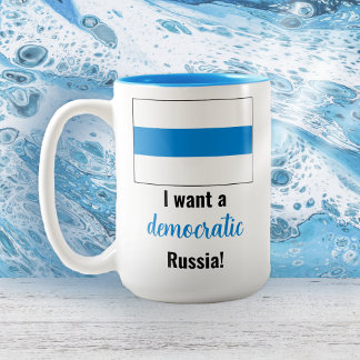 Tasse 2 Couleurs Russie Anglais démocratique - Blanc Bleu Blanc dra