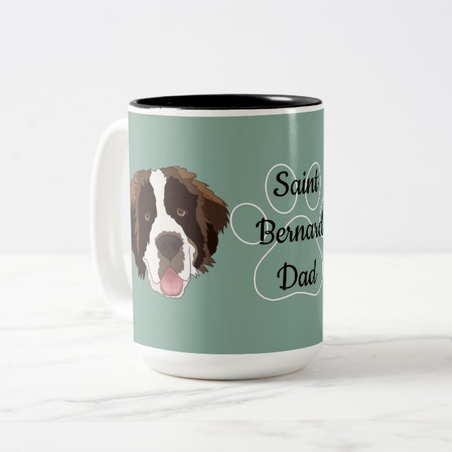 Tasse 2 Couleurs Saint Bernard personnalisé Maman / Papa (Devant gauche)