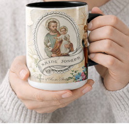 Tasse 2 Couleurs Saint Joseph Jésus Vintage Mémorare de prière cath