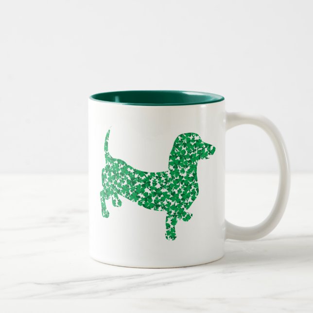 Tasse 2 Couleurs Saint Patrick's Day Dachshund (Droit)