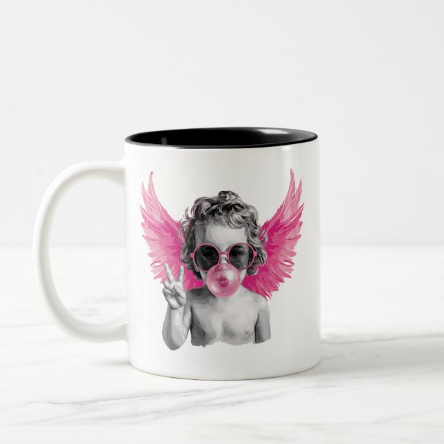 Tasse 2 Couleurs Saint Valentin souffler la bulle Cupid Valentines  (Gauche)