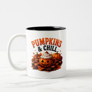 Tasse 2 Couleurs 🎃 Saison des citrouilles cosy Citation Halloween