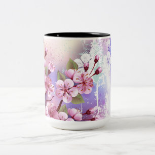 Tasse 2 Couleurs Sakura rose sur la peinture Arrière - plan