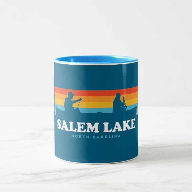 Tasse 2 Couleurs Salem Lake North Carolina Canoe (Centre)