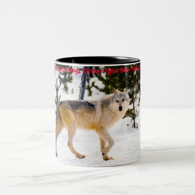 Tasse 2 Couleurs Salutations de Noël 'Mon Partenaire' , 'Alpha Homm (Centre)