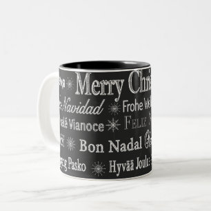 Tasse 2 Couleurs Salutations de Noël Tableau de bord des langues m