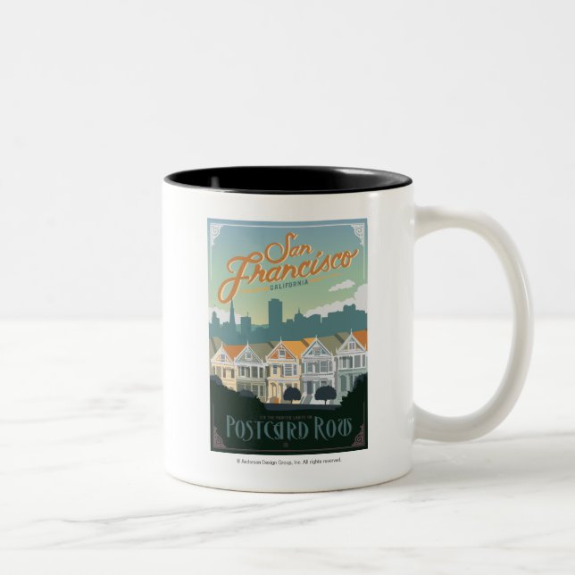 Tasse 2 Couleurs San Francisco, CA - Ligne carte postale (Droit)
