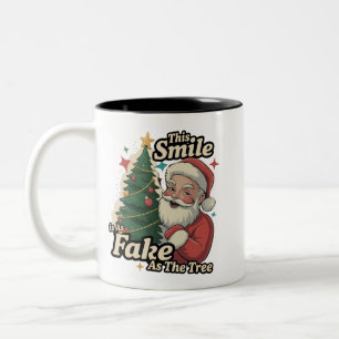 Tasse 2 Couleurs Santa Ce sourire est aussi faux que la famille de