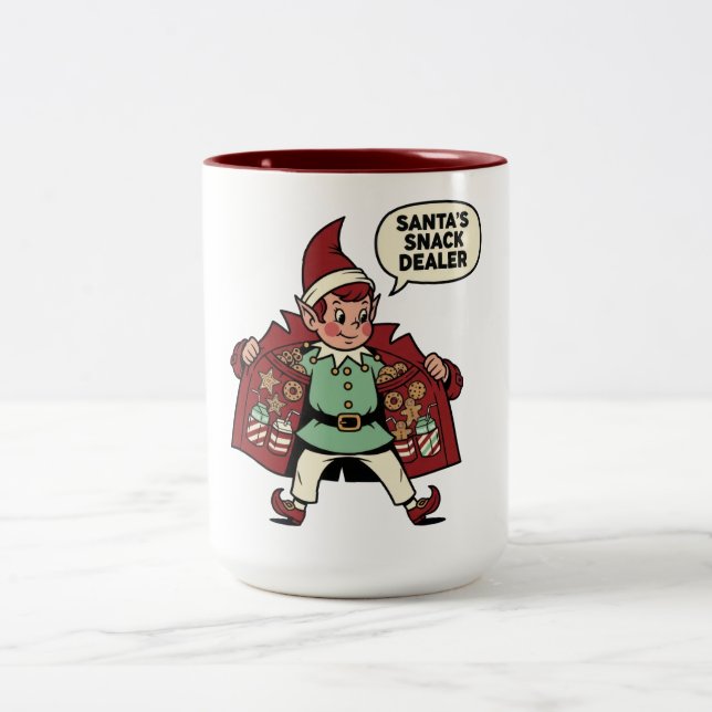 Tasse 2 Couleurs Santa's Snack Dealer Christmas Elf (Centre)