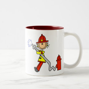 Tasse 2 Couleurs Sapeur-pompier féminin avec le T-shirts et les
