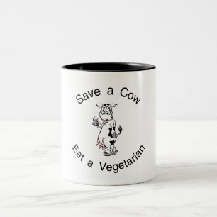 Tasse 2 Couleurs Sauvez une vache mangent un végétarien