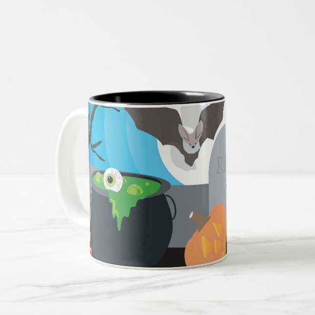Tasse 2 Couleurs Scène d'Halloween (Devant gauche)