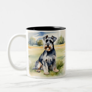 Tasse 2 Couleurs Schnauzer miniature Aquarelle - Art Chien Imprimer
