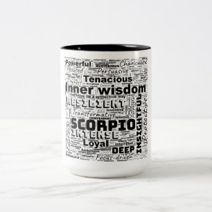 Tasse 2 Couleurs Scorpio Zodiac Mot Cloud Inspiration