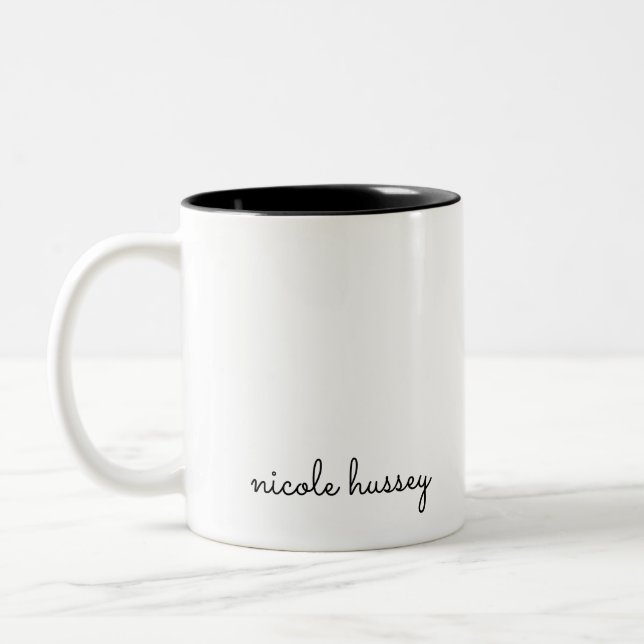 Tasse 2 Couleurs Script blanc | Monogramme élégant minimaliste mode (Gauche)