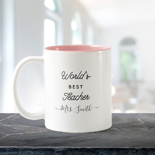 Tasse 2 Couleurs Script tendance du meilleur enseignant du monde mo