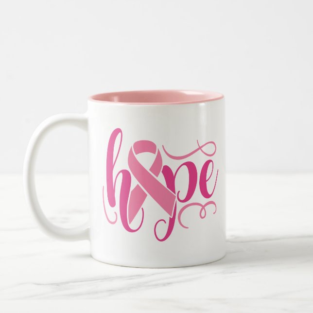 Tasse 2 Couleurs Sensibilisation au cancer du sein Espoir rose Scri (Gauche)