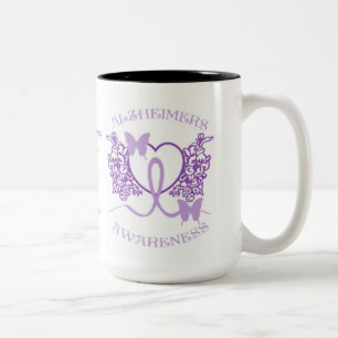 Tasse 2 Couleurs Sensibilisation aux Alzheimer Papillons pourpres M