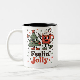 Tasse 2 Couleurs Sentiment de Noël rétro joyeux vacances vintage 