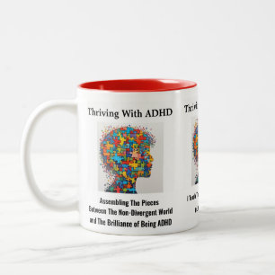 Tasse 2 Couleurs S'épanouir avec le TDAH*Assembler les pièces TDAH