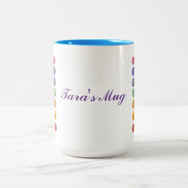 Tasse 2 Couleurs Sept chakras aquarelle art (Centre)