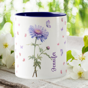 Tasse 2 Couleurs Septembre Anniversaire Aster Naissance Mois Fleur 