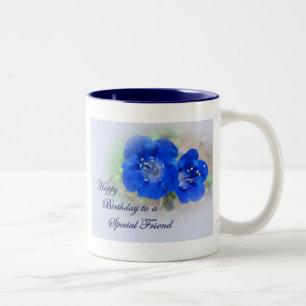 Tasse 2 Couleurs Sérénade d'anniversaire en Fleur sauvage bleu