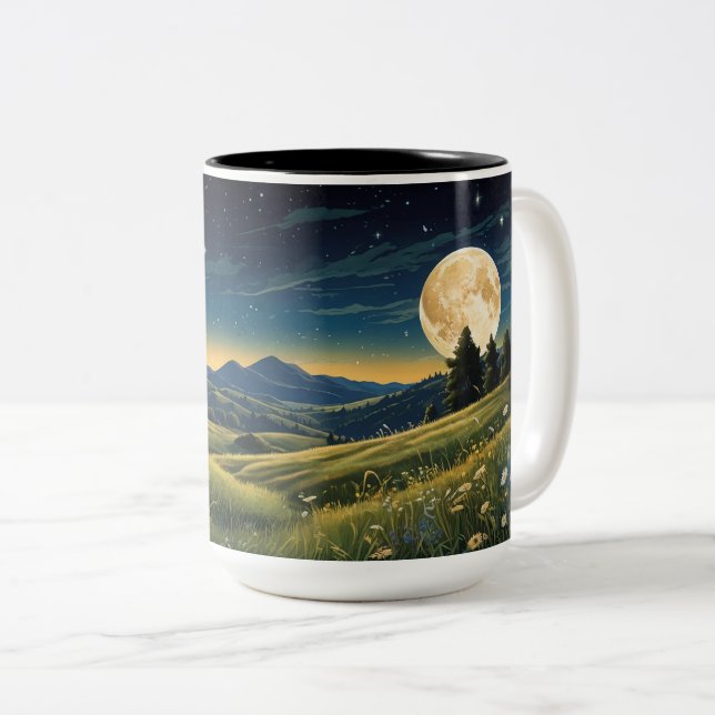 Tasse 2 Couleurs Serene Meadow Under Starry Sky Moonlit Wild flowe (Devant droit)