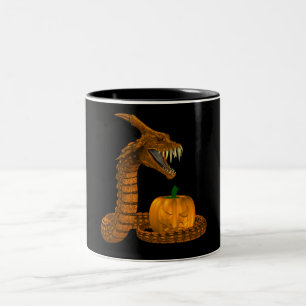 Tasse 2 Couleurs Serpent D'Effroi Protégeant Un Citrouille