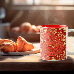 Tasse 2 Couleurs Serpent Floral Or Rouge 2025 Nouvel An Chinois Zod