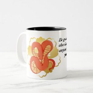 Tasse 2 Couleurs Serpent rouge sur une fleur d'or"   Unique et luxu