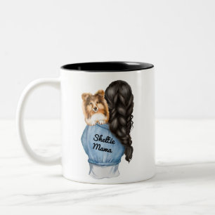 Tasse 2 Couleurs Shelty Mama Black Hair w Sable Shetland Sheepdog