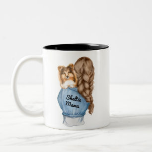 Tasse 2 Couleurs Shelty Mama Brunette avec Sable Shetland Sheepdog