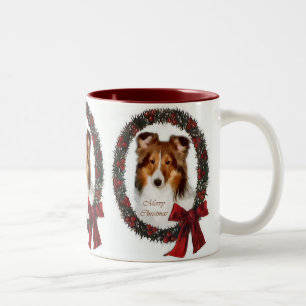Tasse 2 Couleurs Shetland Sheepdog Sheltie Cadeaux de Noël
