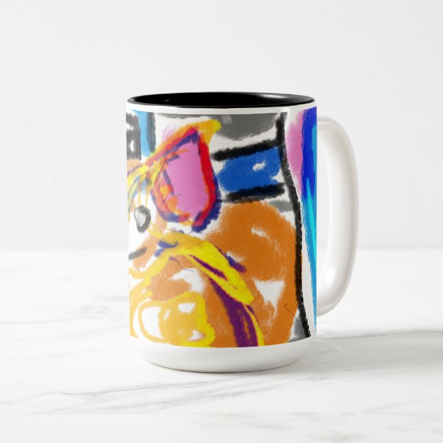 Tasse 2 Couleurs Shiba Inu dans la ville (Devant droit)