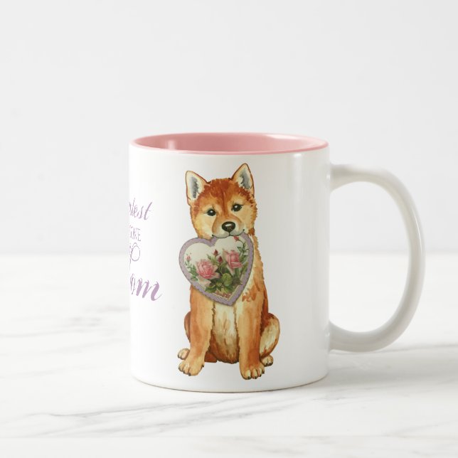 Tasse 2 Couleurs Shiba Inu Heart Maman (Droit)