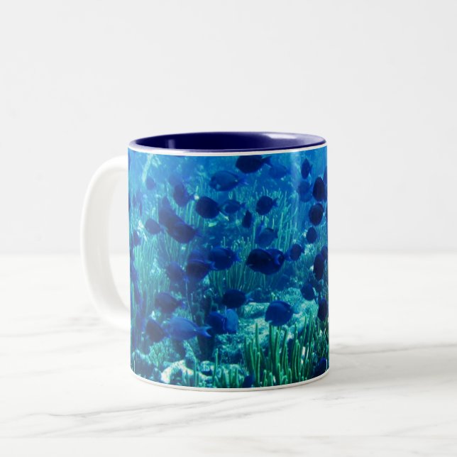 Tasse 2 Couleurs Shoal of Blue Discus Fish (Devant gauche)