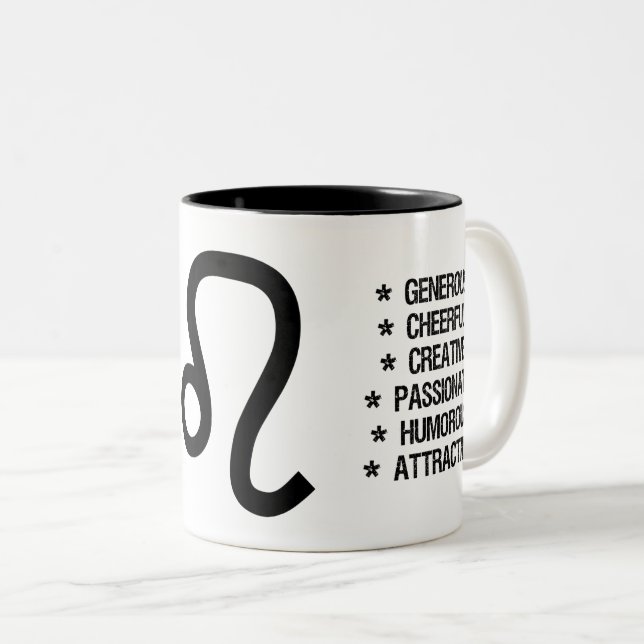 Tasse 2 Couleurs Signe de zodiaque de Lion ("le lion") (Devant droit)