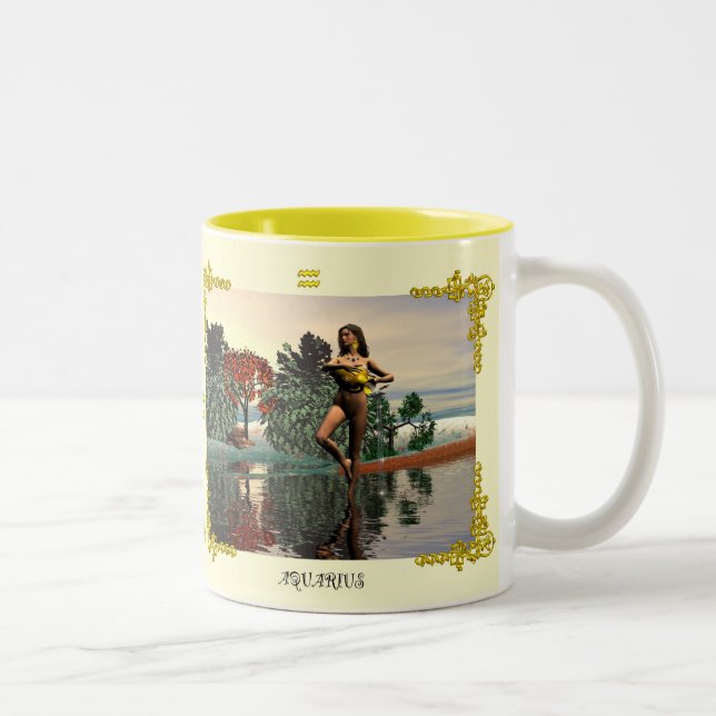 TASSE 2 COULEURS SIGNES D'ANNIVERSAIRE ZODIAC / AQUARIUS (Droit)