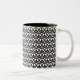 Tasse 2 Couleurs Signes de paix noirs et blancs
