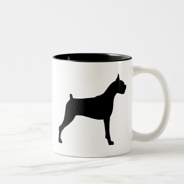 Tasse 2 Couleurs Silhouette de chien de boxeur (Droit)