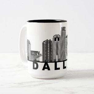 Tasse 2 Couleurs Silhouette de l'horizon de Dallas