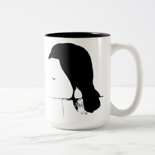 Tasse 2 Couleurs Silhouette de Raven - Goth vintage Ravens et